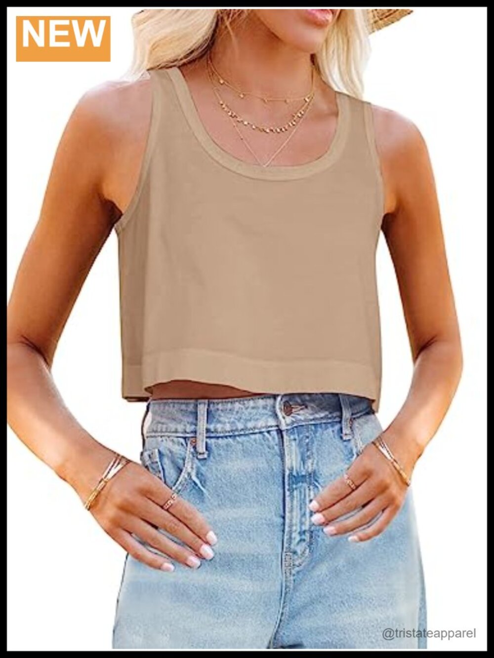 Womens Cotton Blend Crop Tank Top Sleeveless Boxy Scoop Neck Workout Yoga